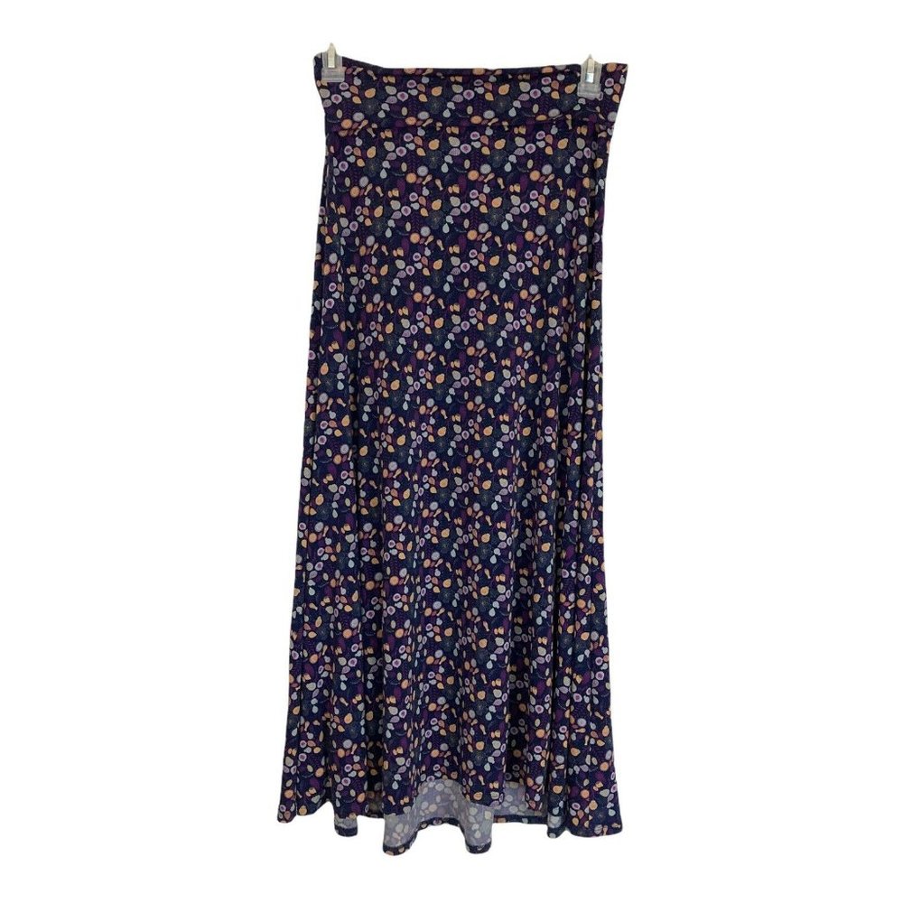 Lularoe Womens XS A-Line Maxi Skirt Purple Colorful Designs Stretch